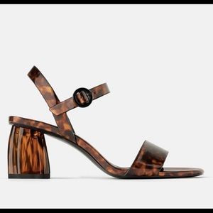 Zara Tortoise Acrylic Heel Sandals